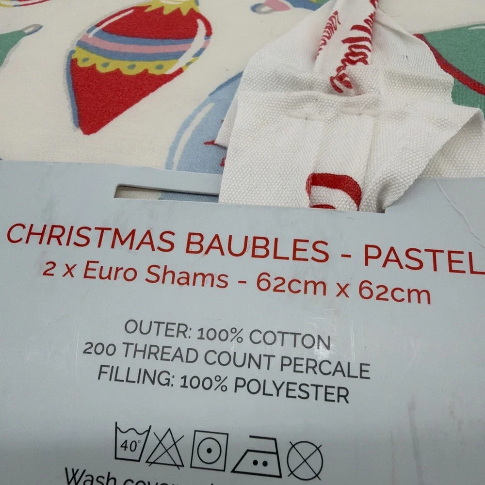 CATH KIDSTON LONDON Christmas Baubles‎ QUEEN QUILT NEW COTTON Euro Shams